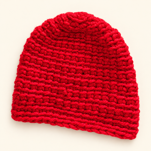 Red adult crochet toboggan
