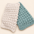 White and pale aqua textured crochet washcloths