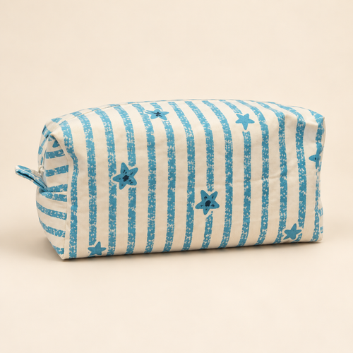 Blue Stripes & Stars handmade makeup bag
