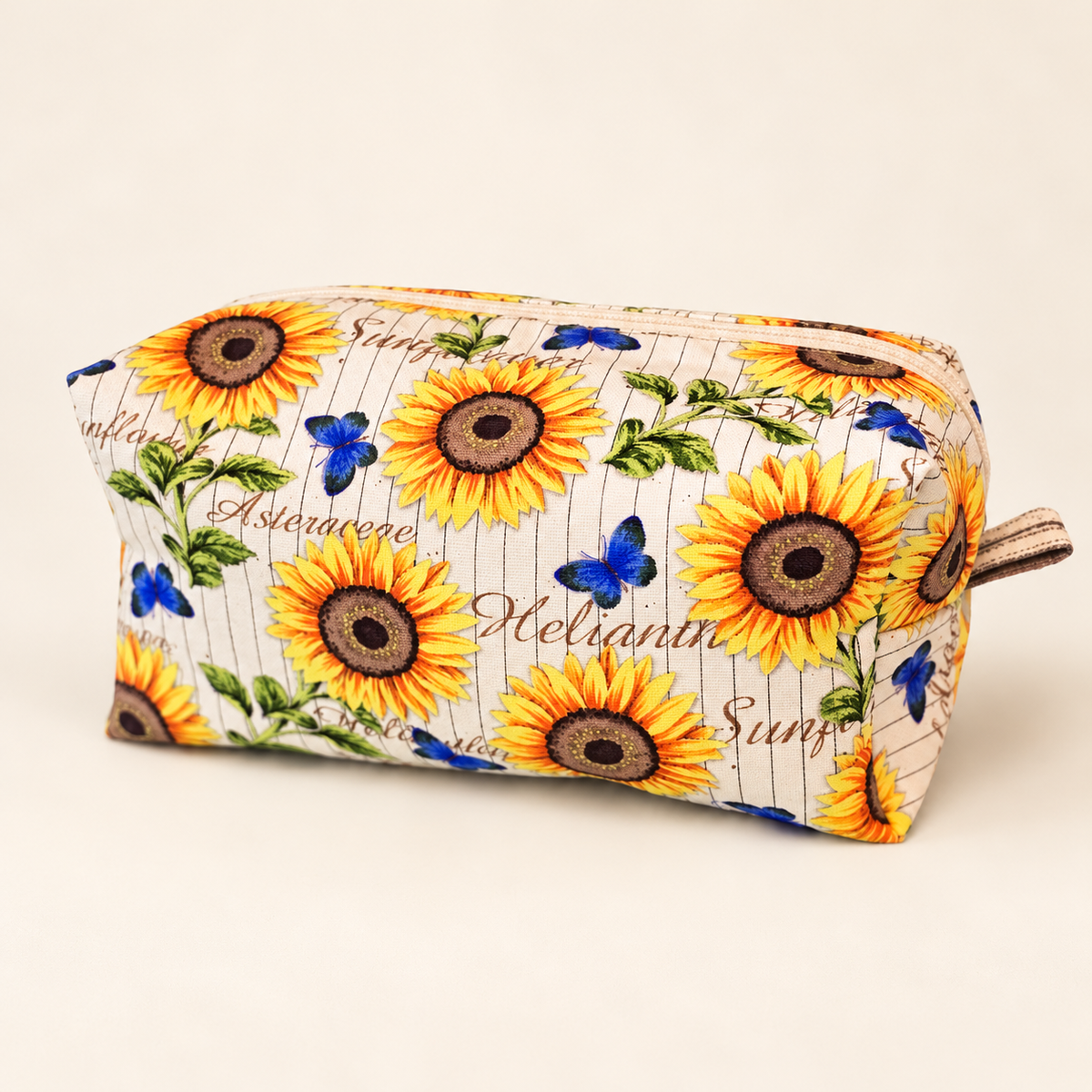 Sunflowers & Butterflies handmade makeup bag
