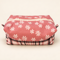 Pink Daisies & Plaid handmade makeup bag