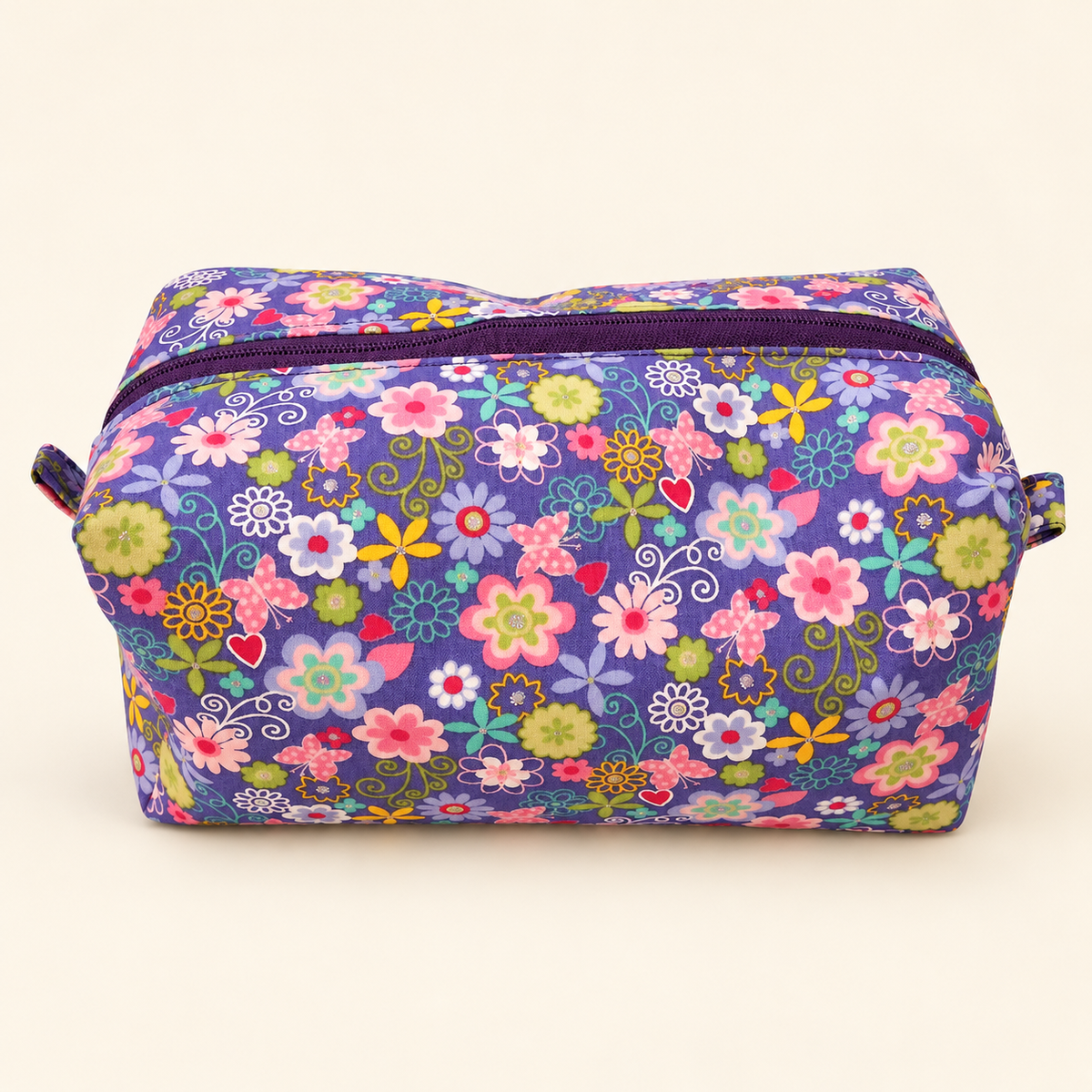 Colorful Flowers handmade makeup bag
