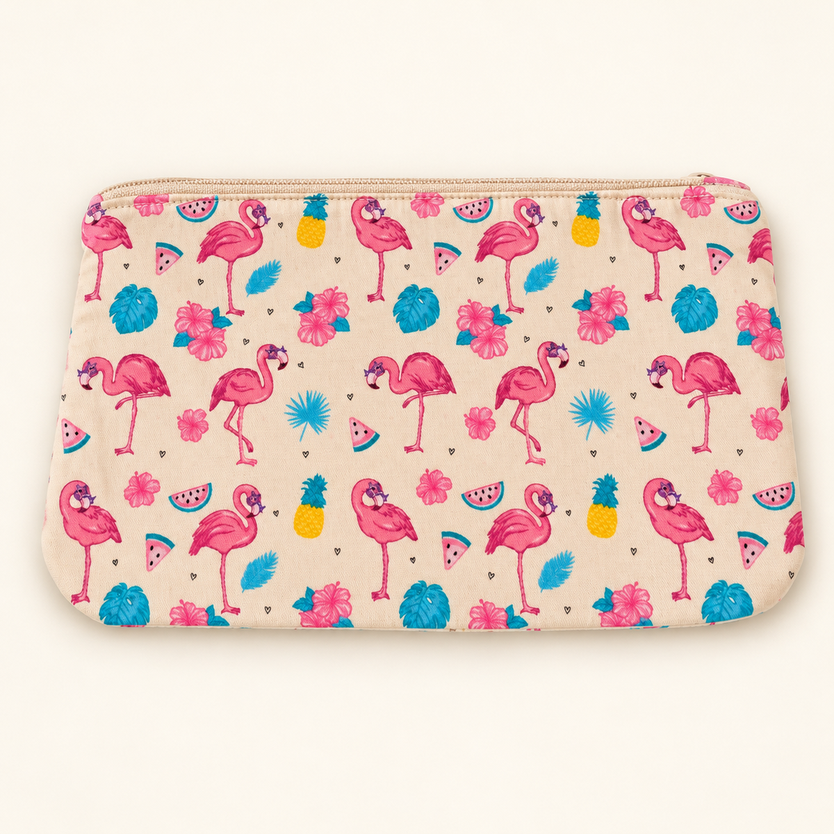 Tropical Flamingos pencil zipper case